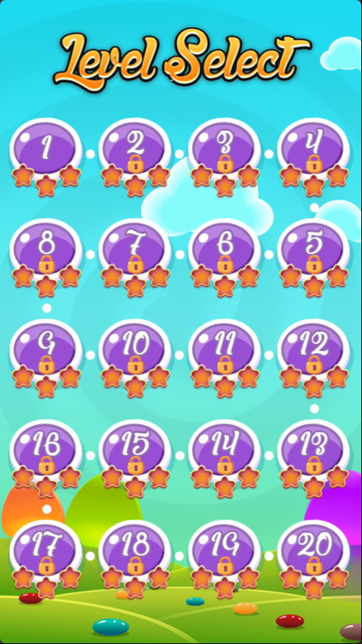 Candy Blast Game Level Select Screenshot.