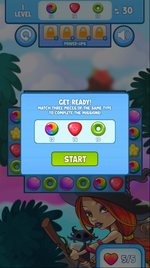 Candy Match Saga 2 Game Level Goal Screenshot.