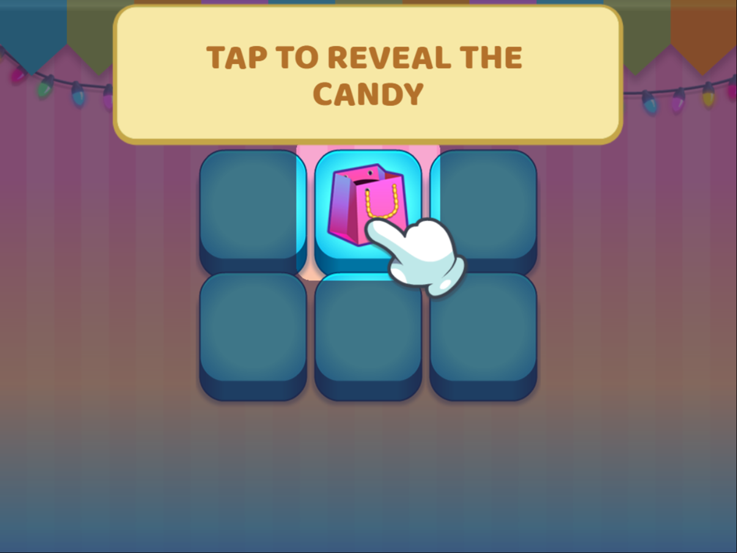 Candy Shop Merge Game Tap to Reveal Candy Screen Screenshot.