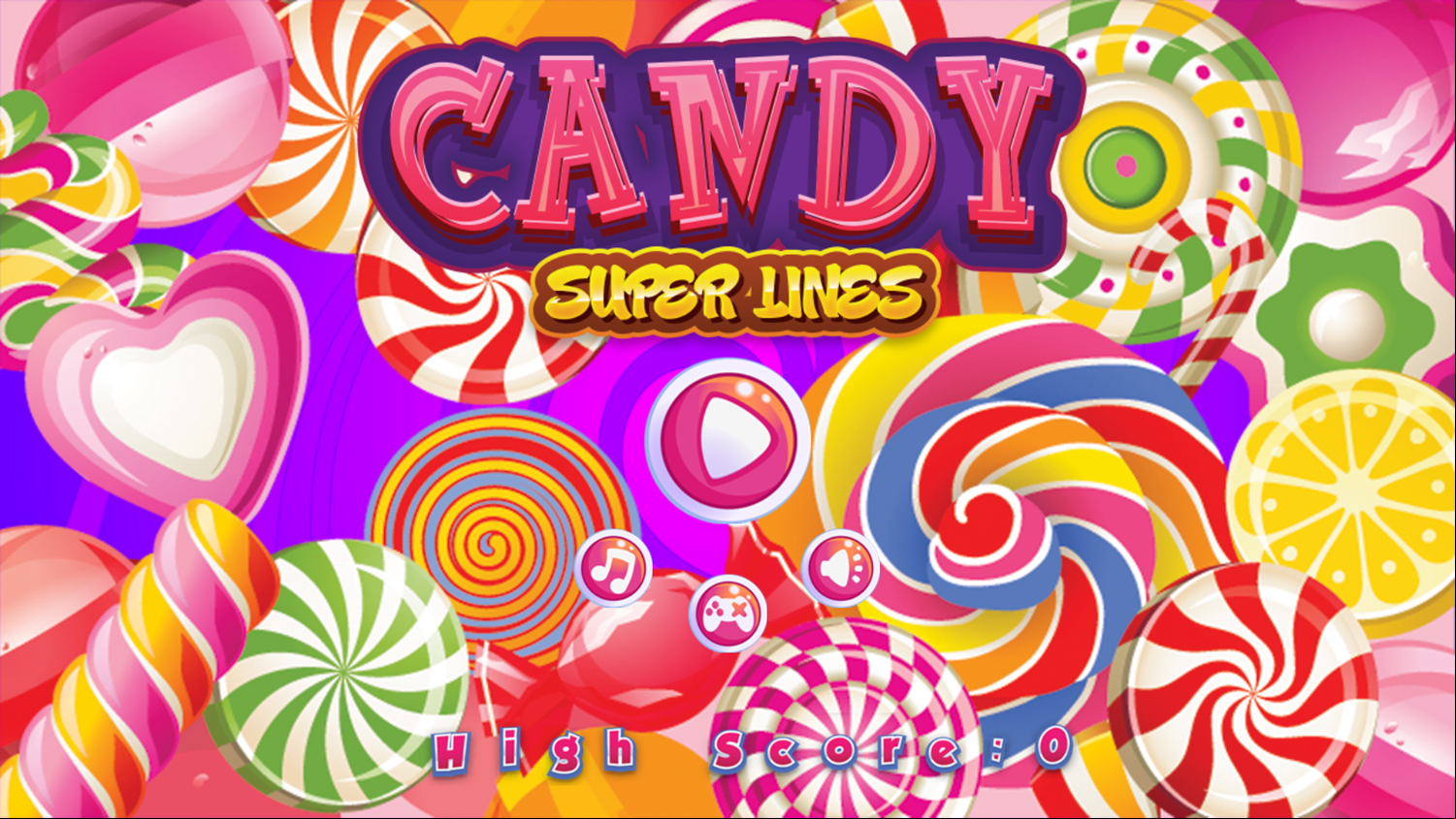 Candy Super Lines Game Welcome Screen Screenshot.