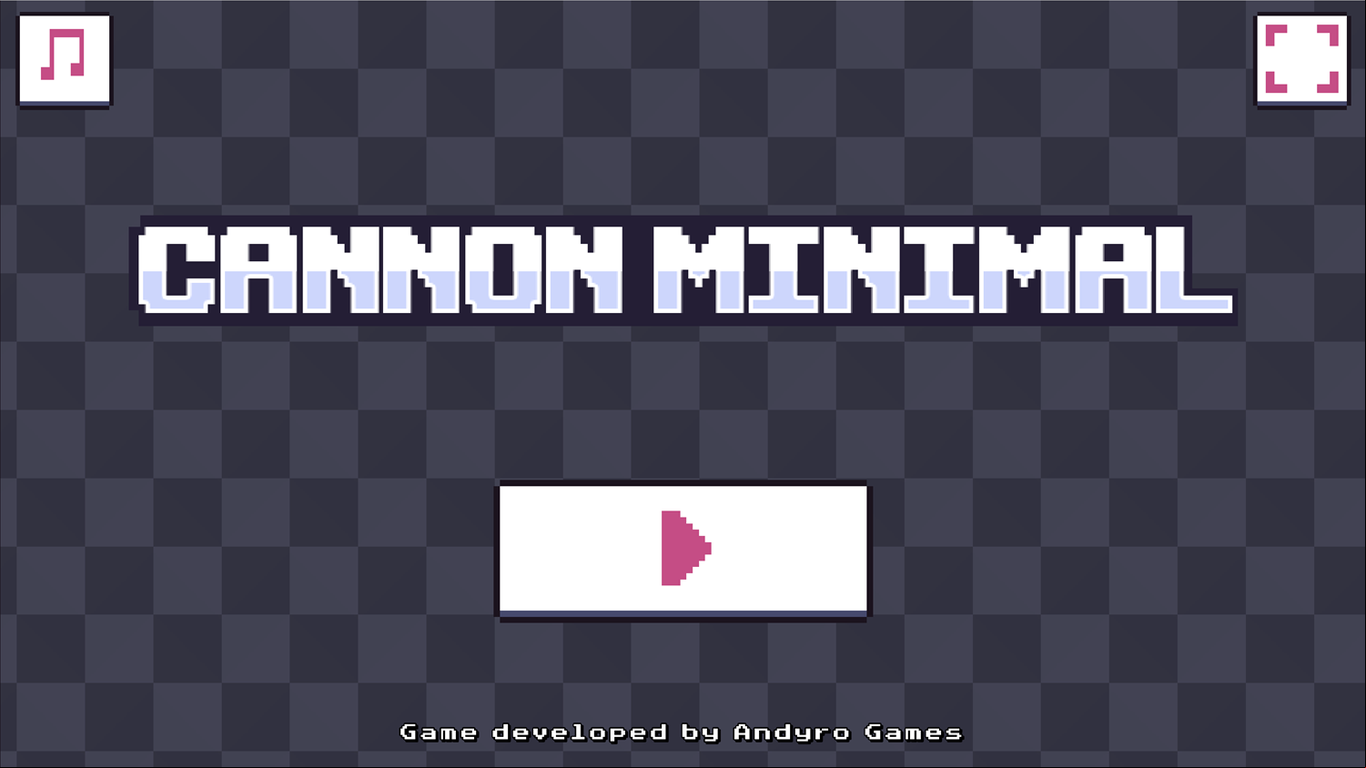 Cannon Minimal 3D Game Welcome Screen Screenshot.