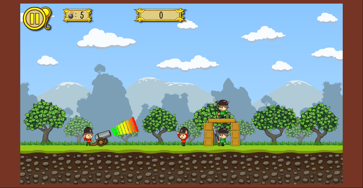Cannons and Soldiers Game Screenshot.