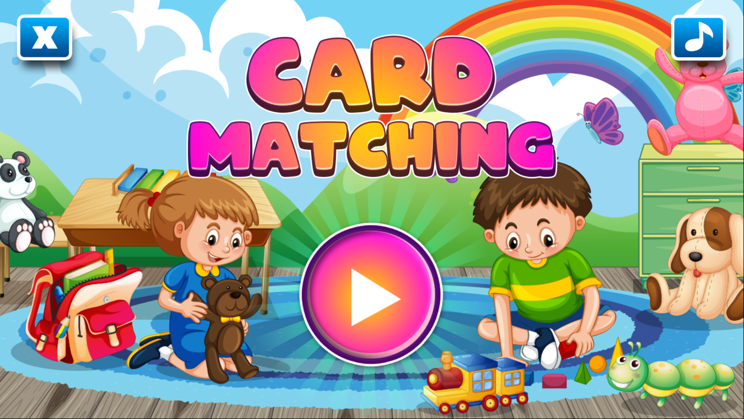 Card Matching Game Welcome Screen Screenshot.