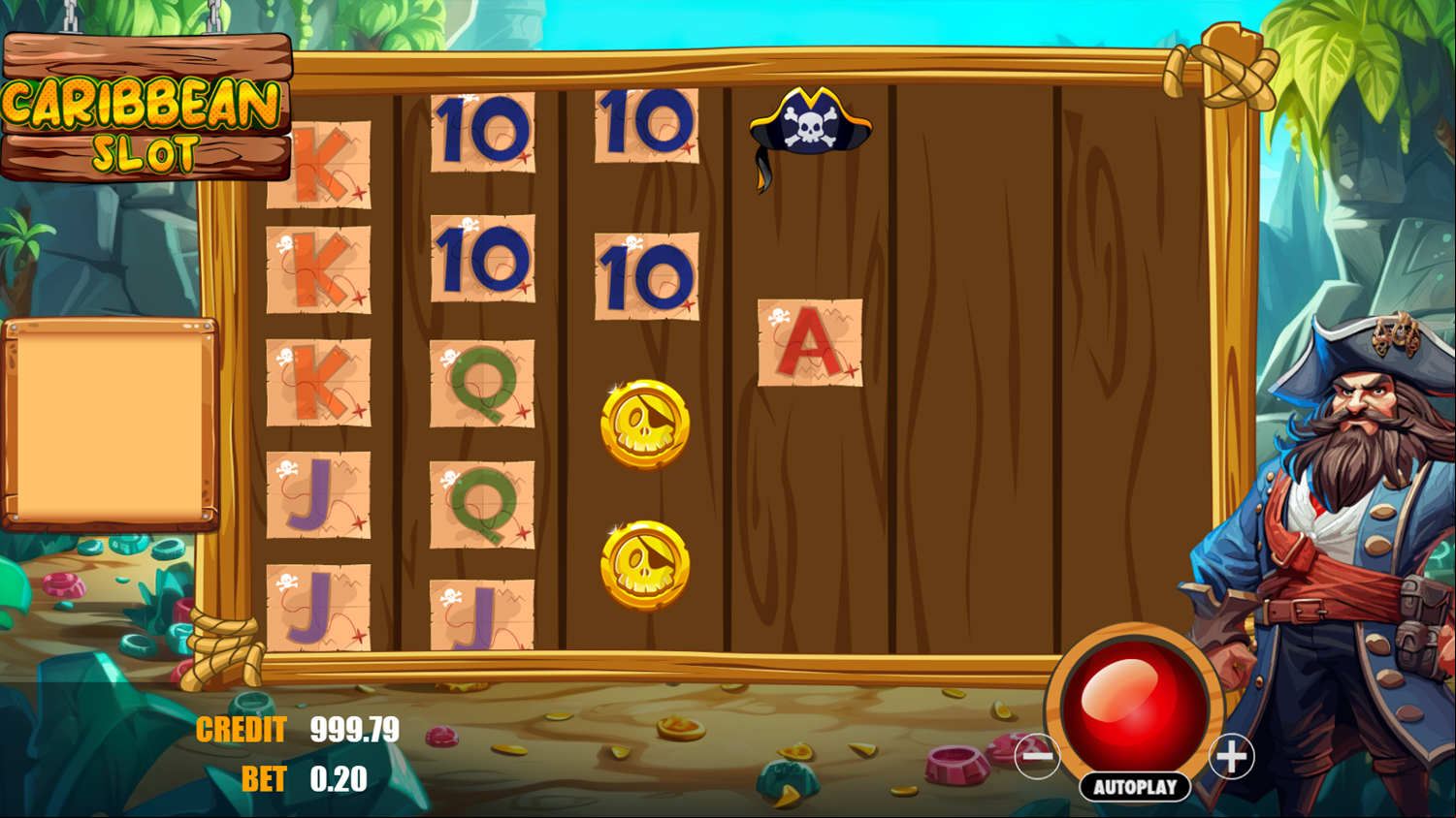 Caribbean Slot Game Spin Simulation Screenshot.