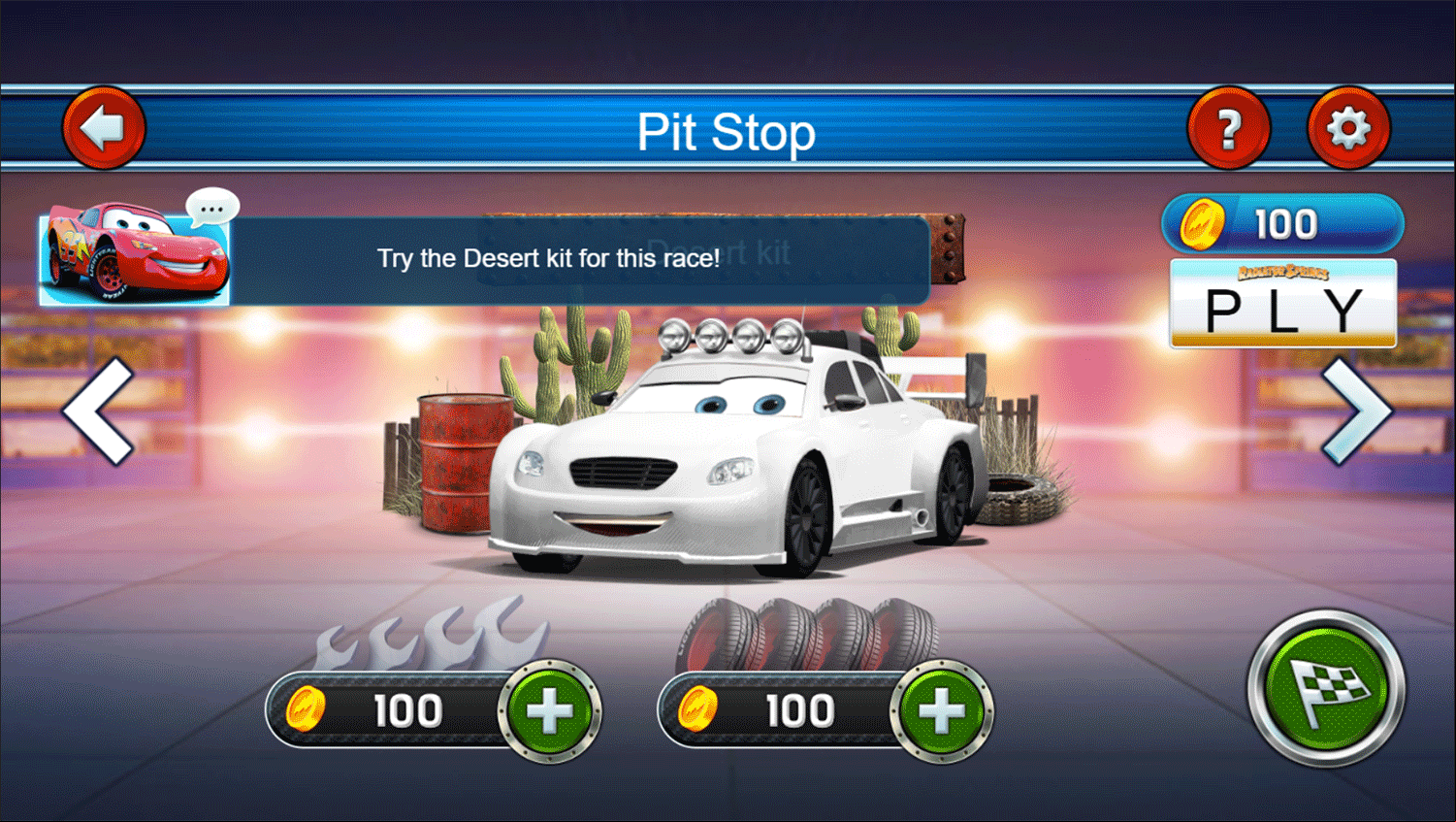 Cars Lightning Speed Game Pit Stop Screenshot.