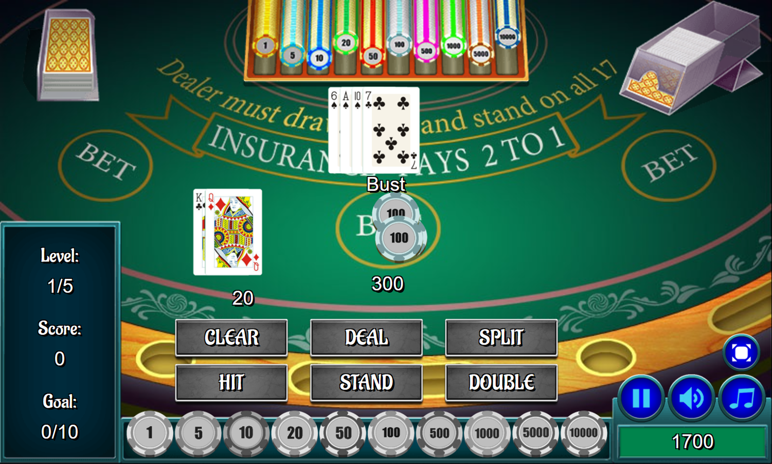 Casino Blackjack Game Win Screenshot.