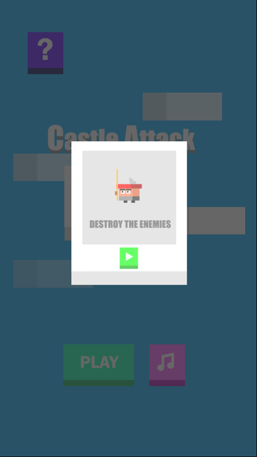 Castle Attack Game Instructions Screenshot.