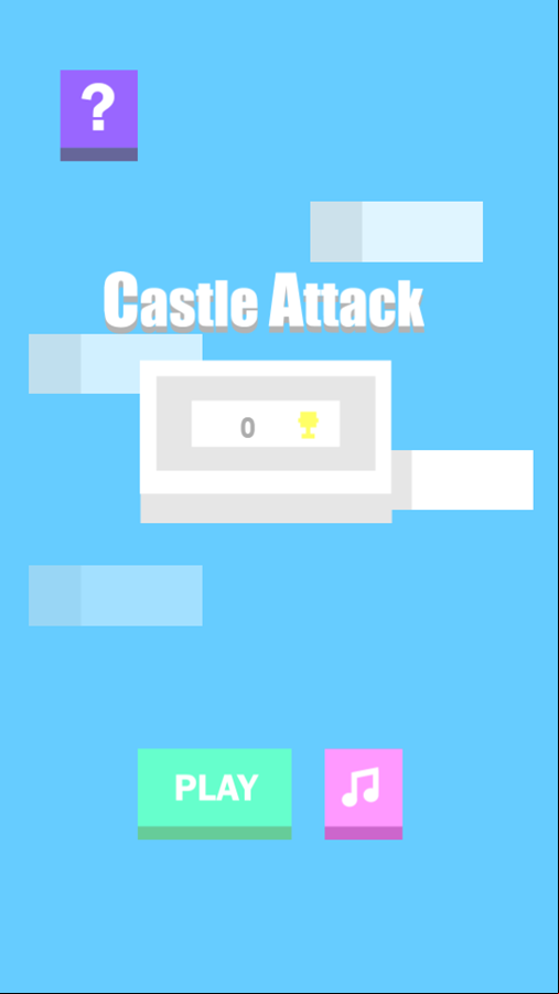 Castle Attack Game Welcome Screen Screenshot.