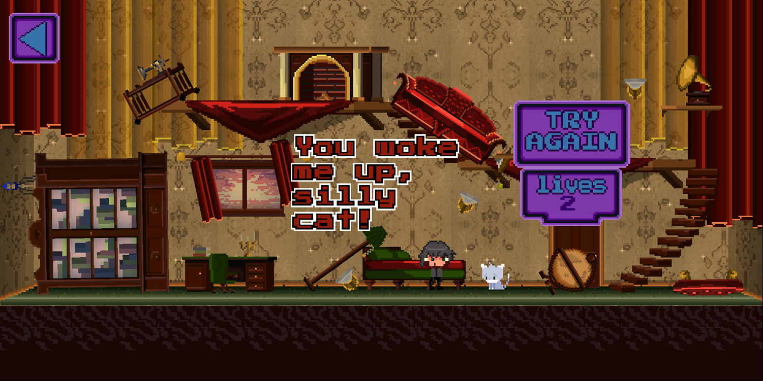Cat and Ghosts Game Try Again Screenshot.