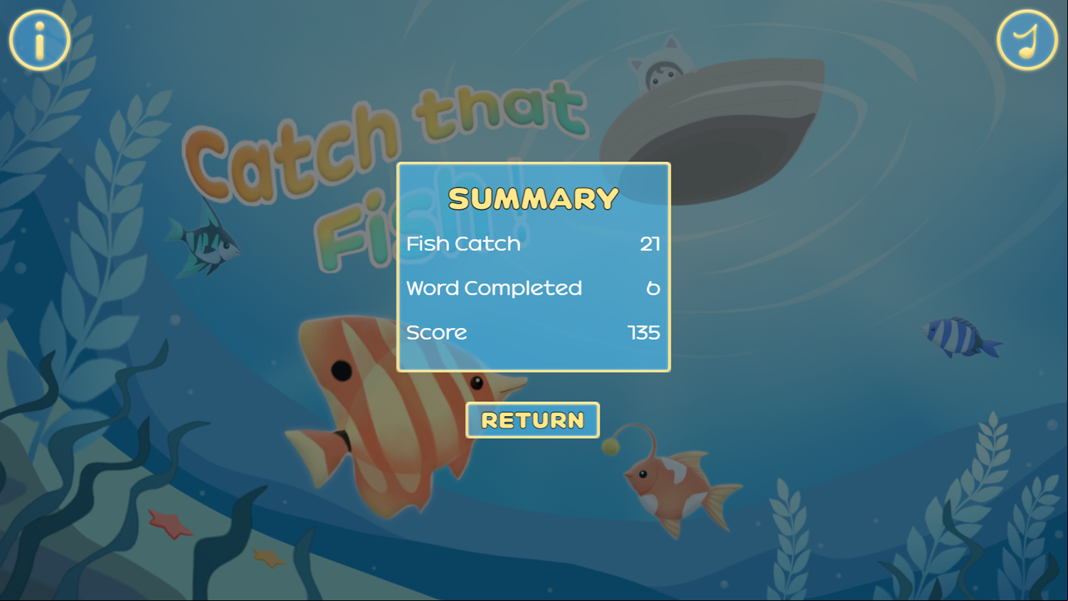 Catch That Fish Game Summary Screenshot.