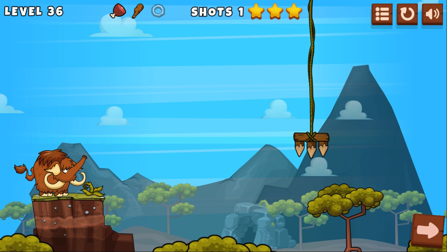Caveman Island Game Final Level Screenshot.