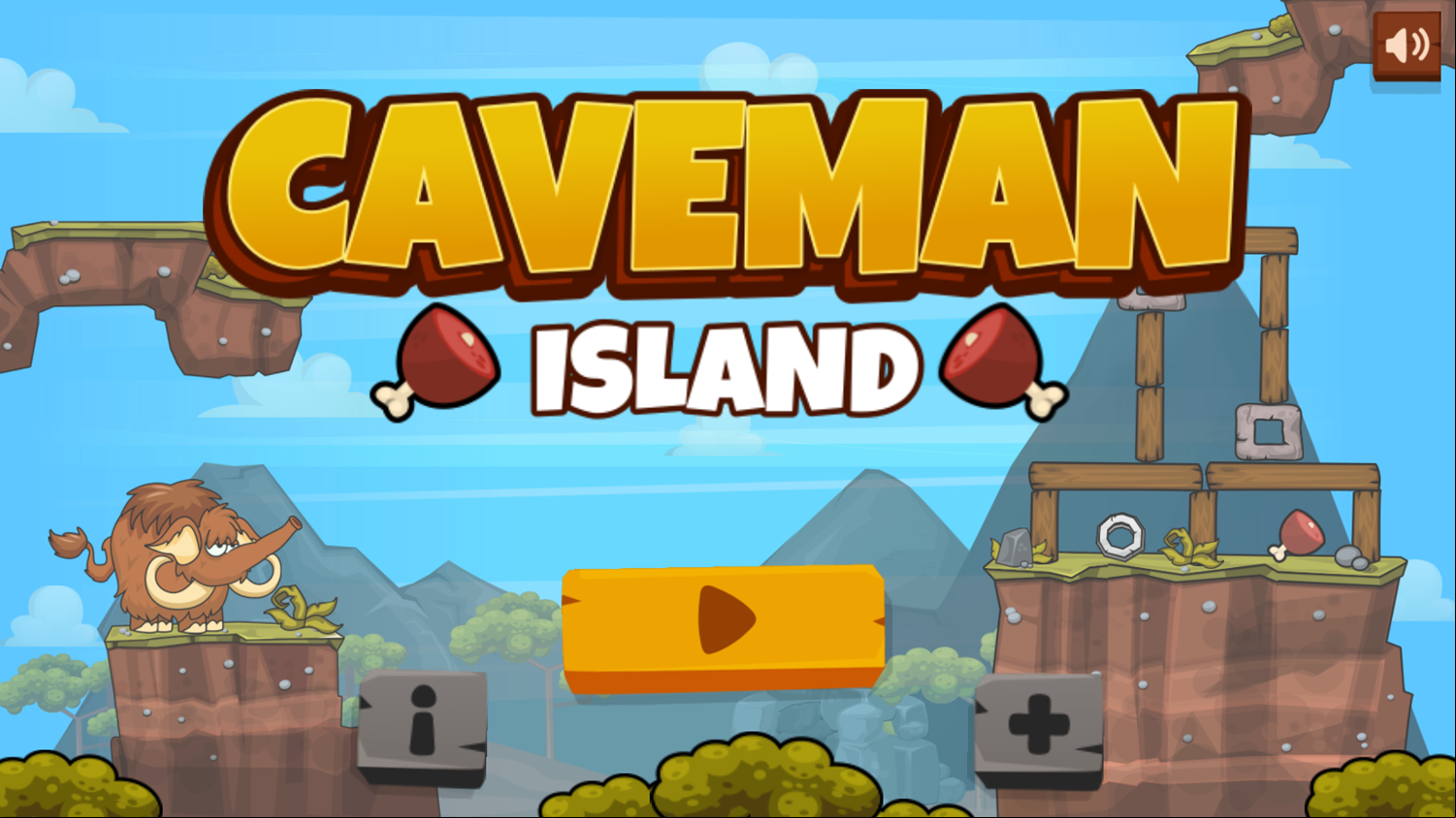 Caveman Island Game Welcome Screen Screenshot.