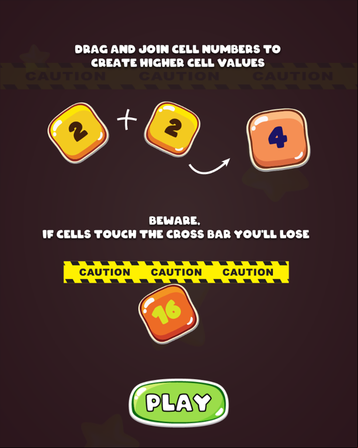 Cell 2048 Game How To Play Screenshot.