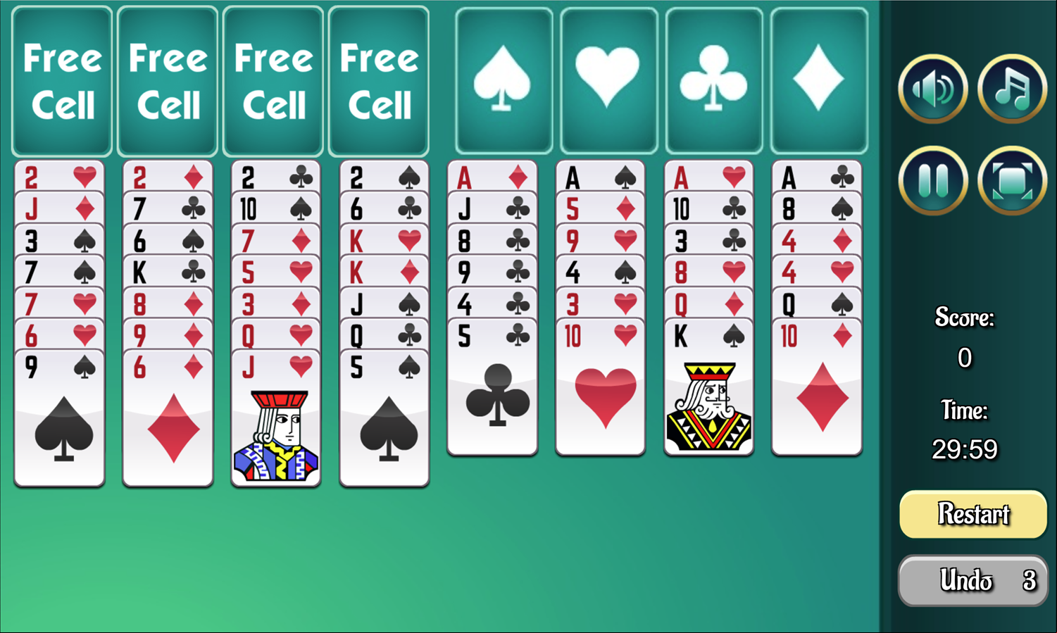 Challenge Freecell Game Screenshot.