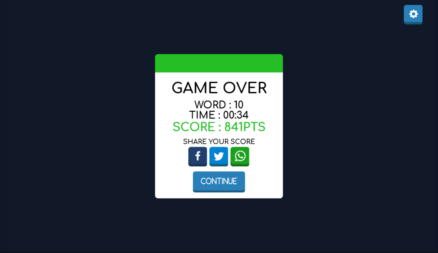 Change Word Game Over Screenshot.