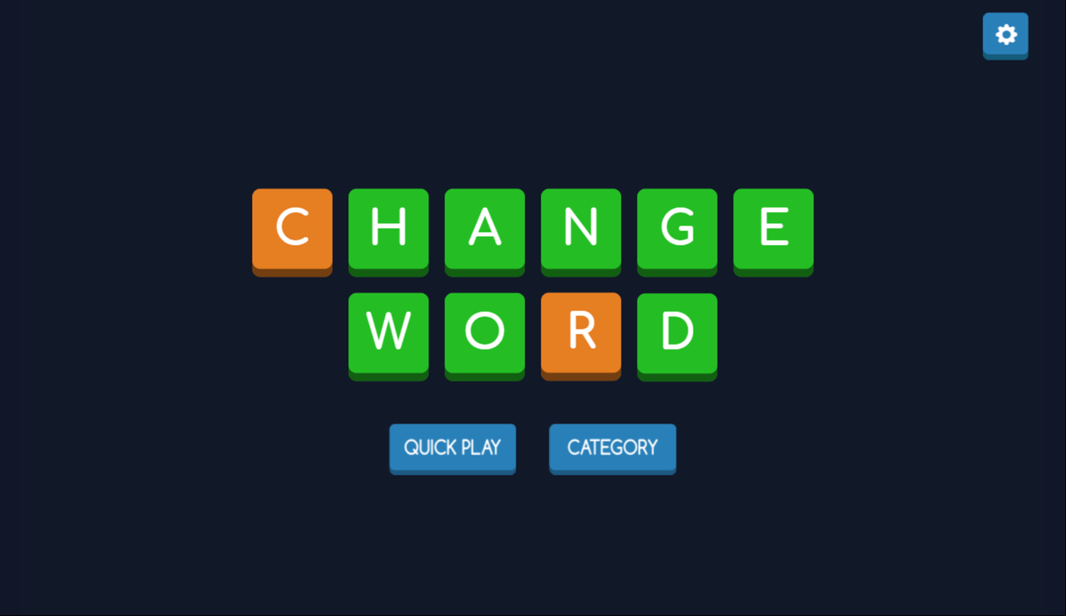 Change Word Game Welcome Screen Screenshot.