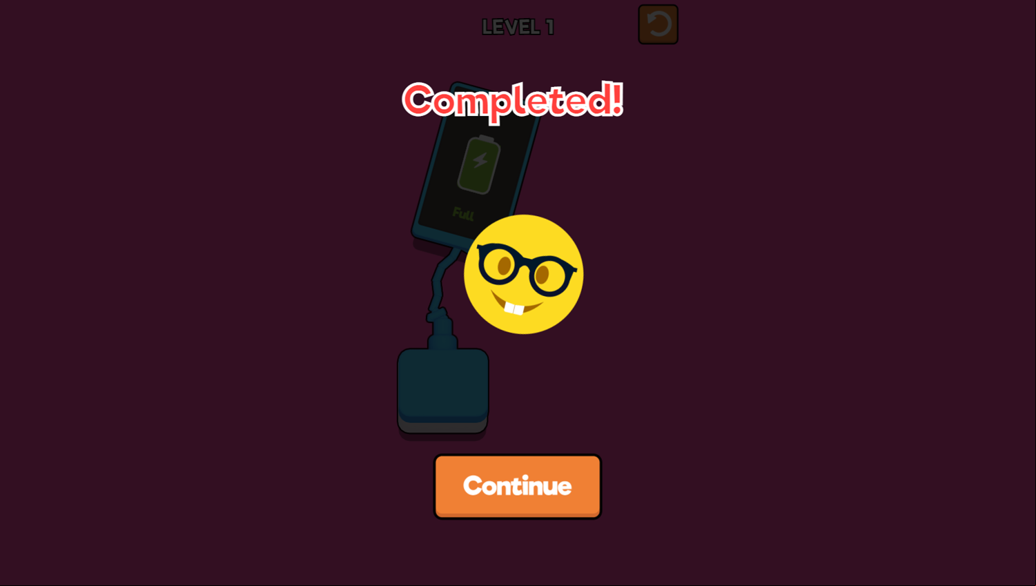 Charge It Game Level Completed Screenshot.
