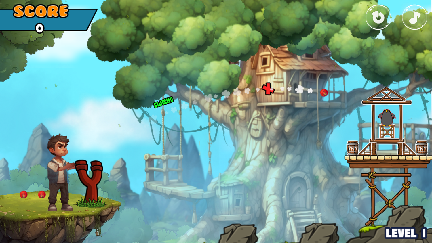 Charlie and Kittens Game Level Play Screenshot.