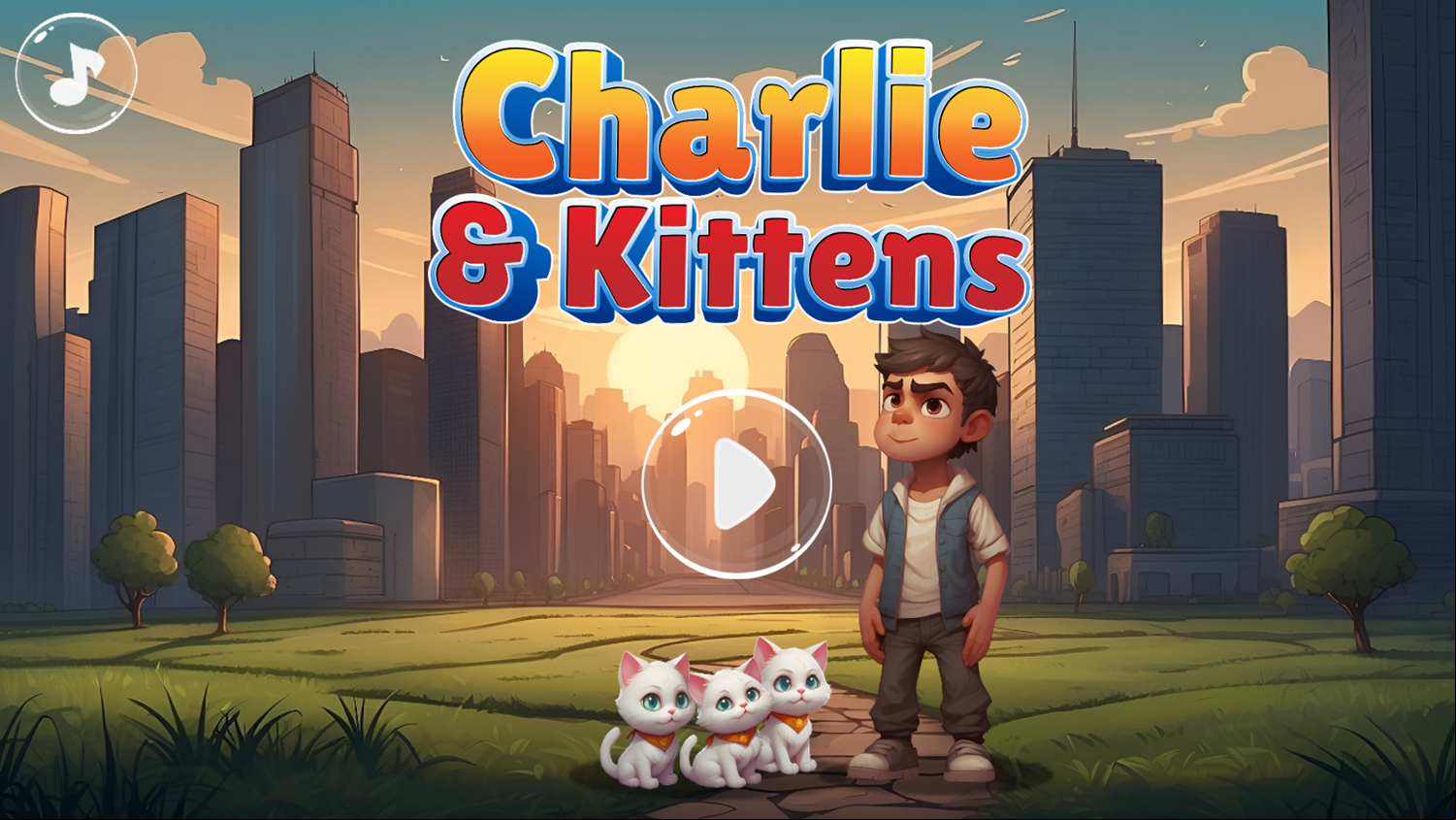Charlie and Kittens Game Welcome Screen Screenshot.
