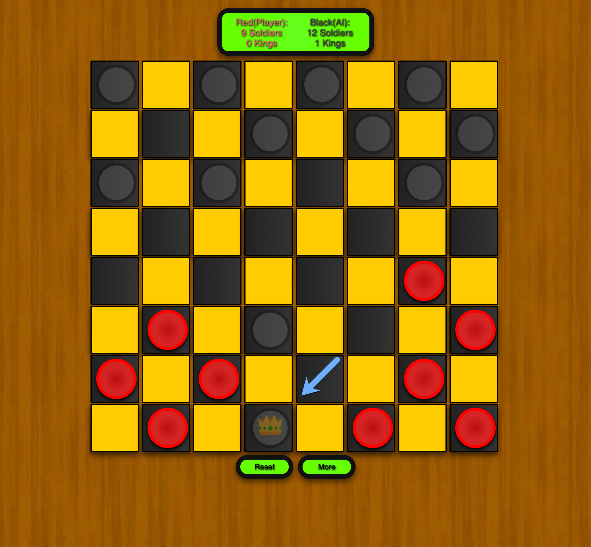 Free Checkers Game Online Black King Screen Screenshot.