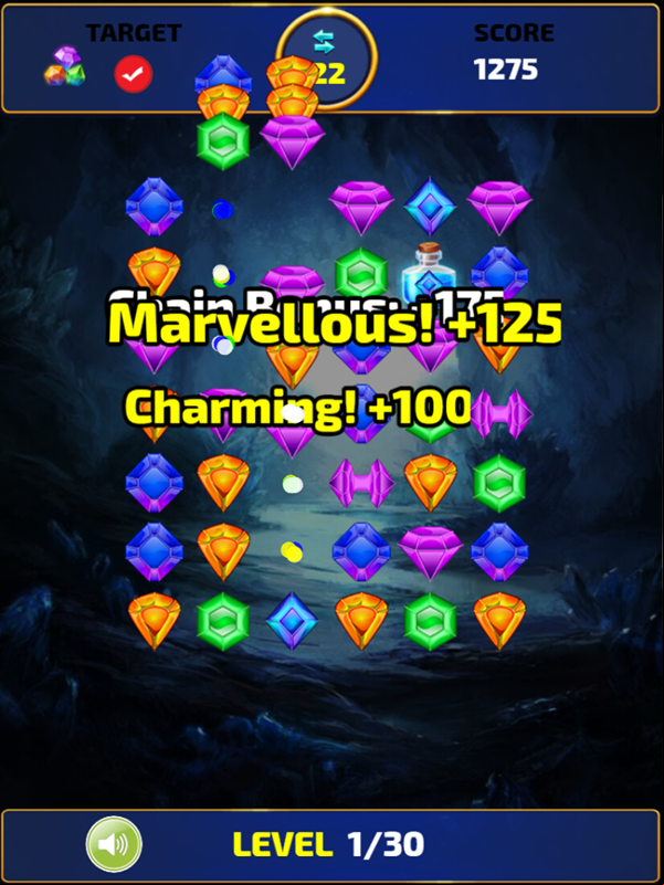 Chhota Bheem and Jewel Quest Game Level Play Screenshot.