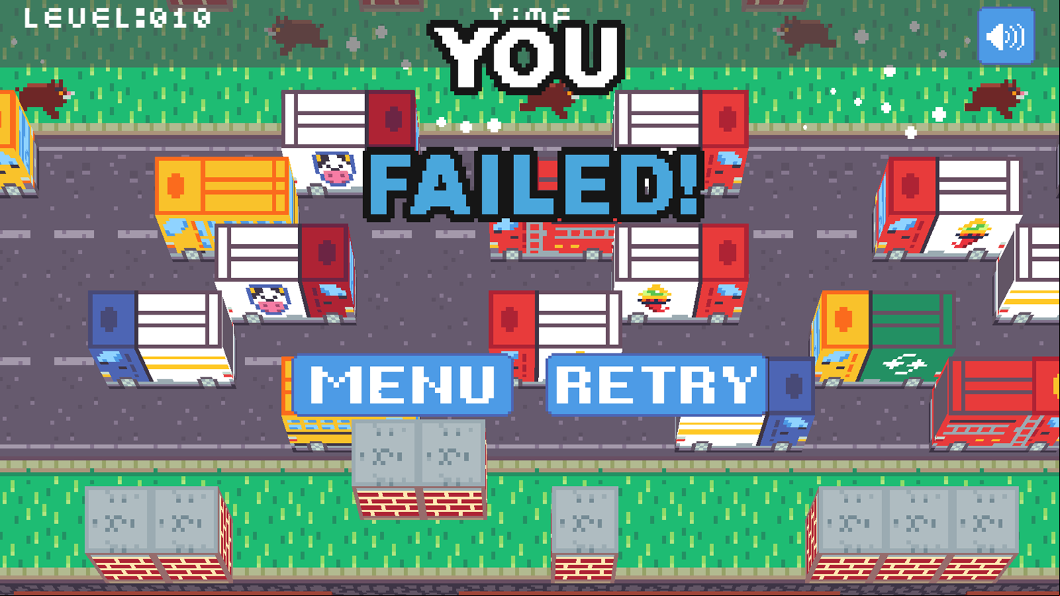 Chicken Cross The Road Game Over Screen Screenshot.