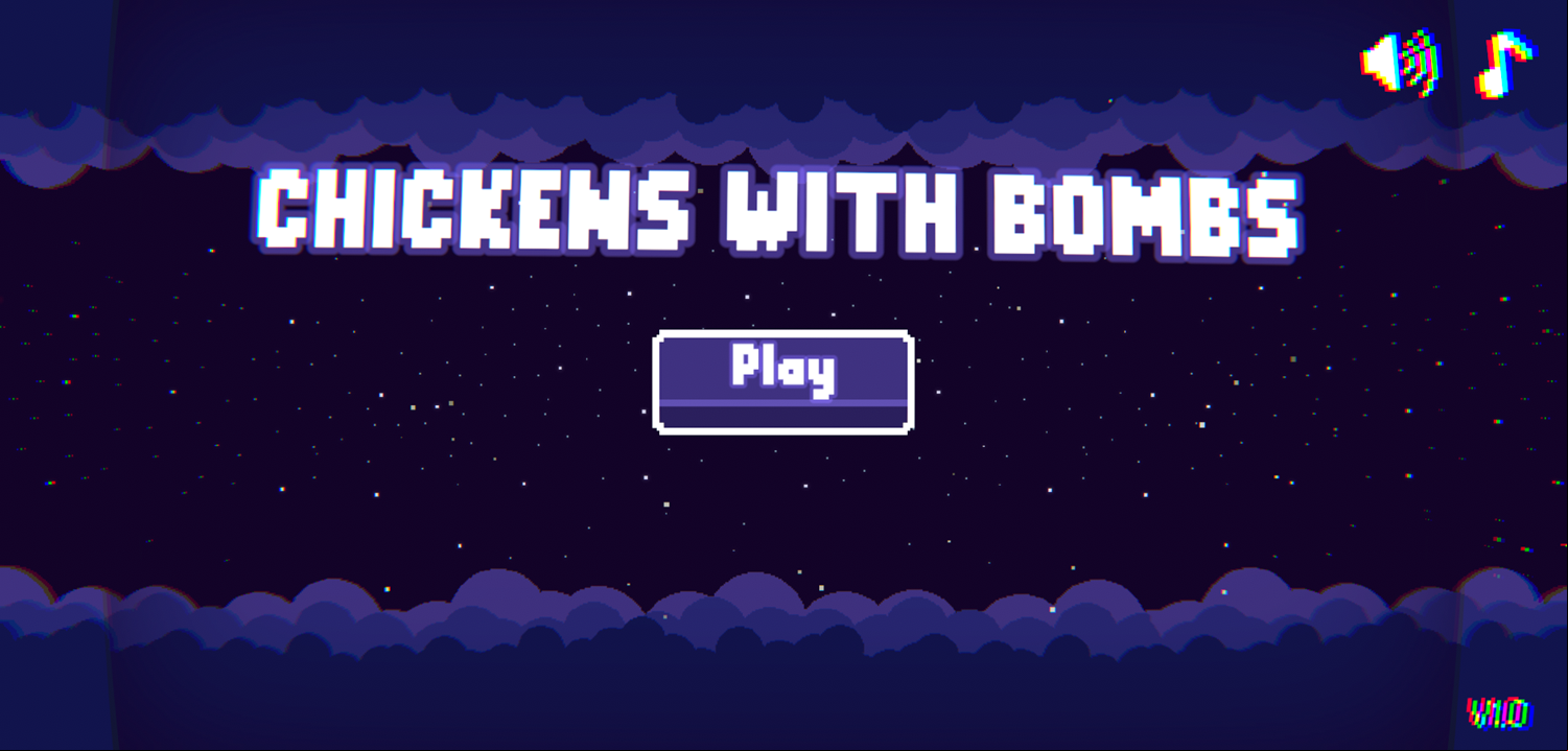 Chickens With Bombs Game Welcome Screen Screenshot.