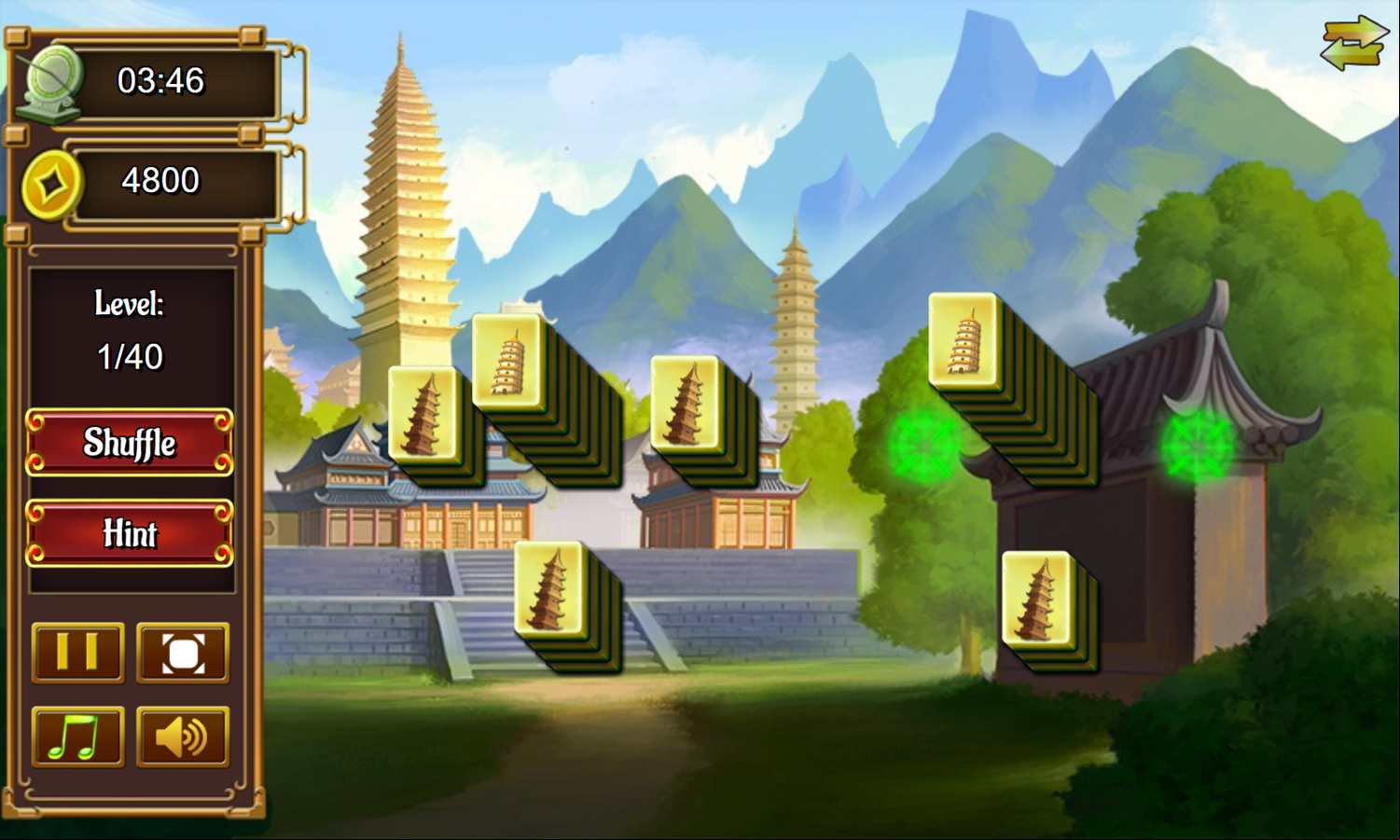 China Tower Mahjong Game Level Play Screenshot.