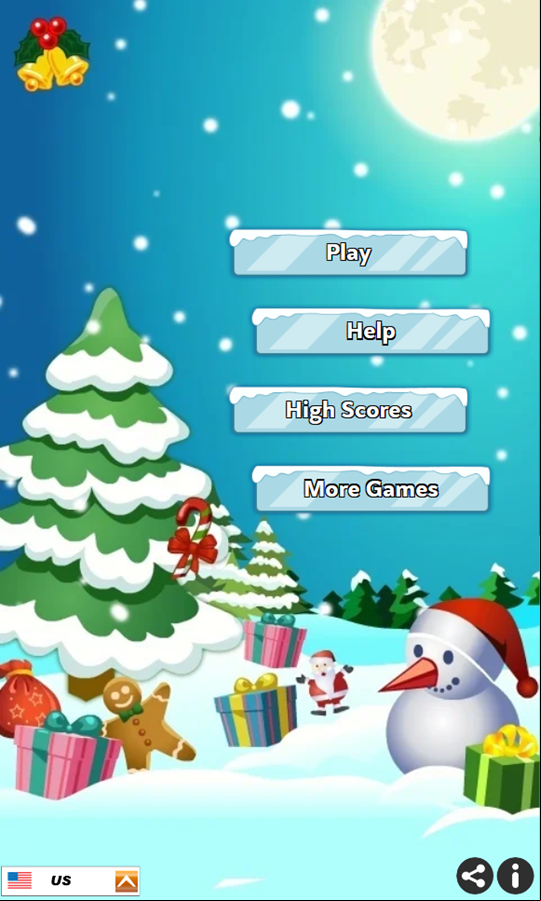 Christmas Bubbles Game Welcome Screen Screenshot.