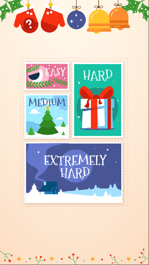 Christmas Memory Game Welcome Screen Screenshot.