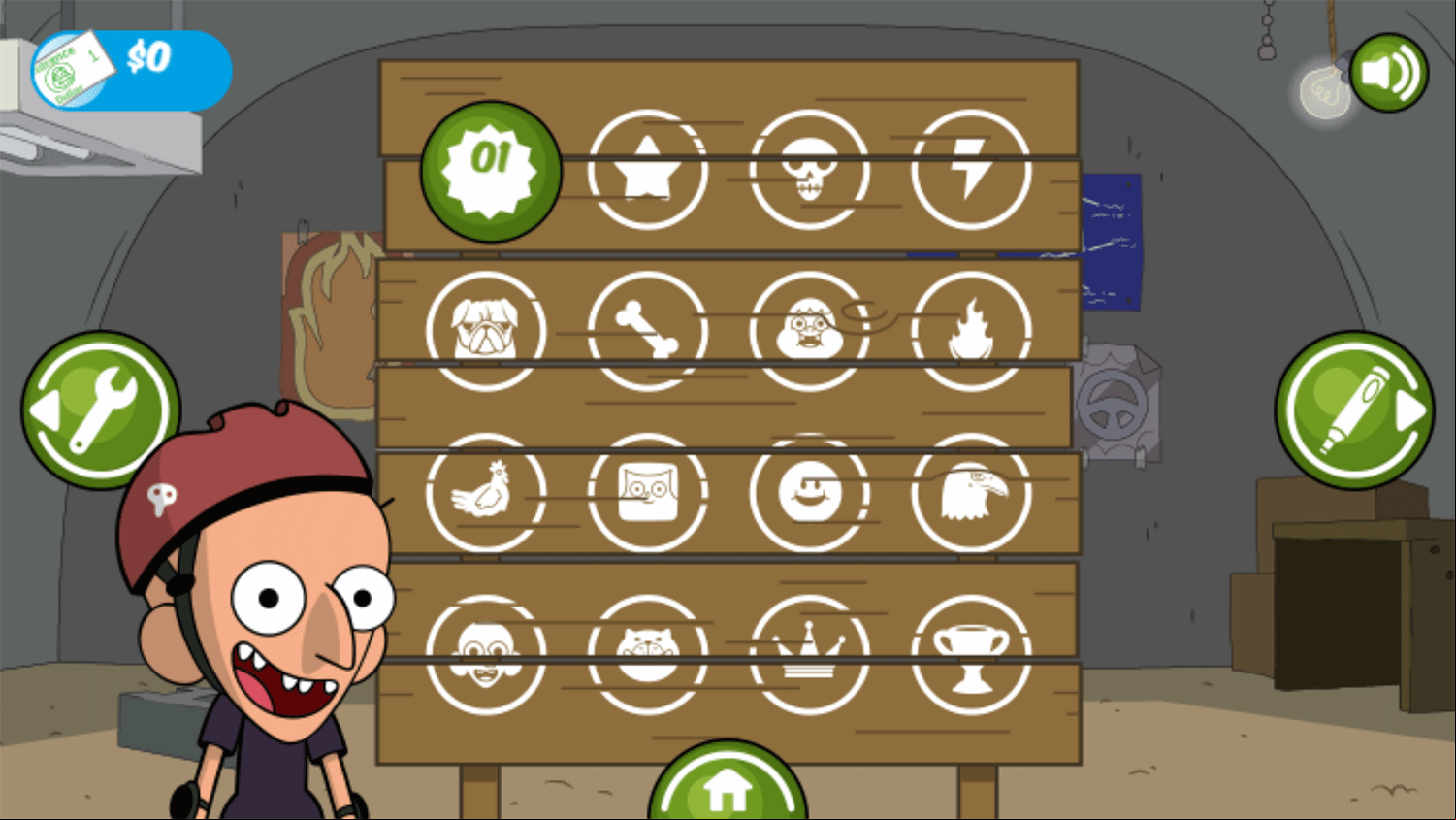 Clarence Reckless Ramps Game Level Select Screenshot.