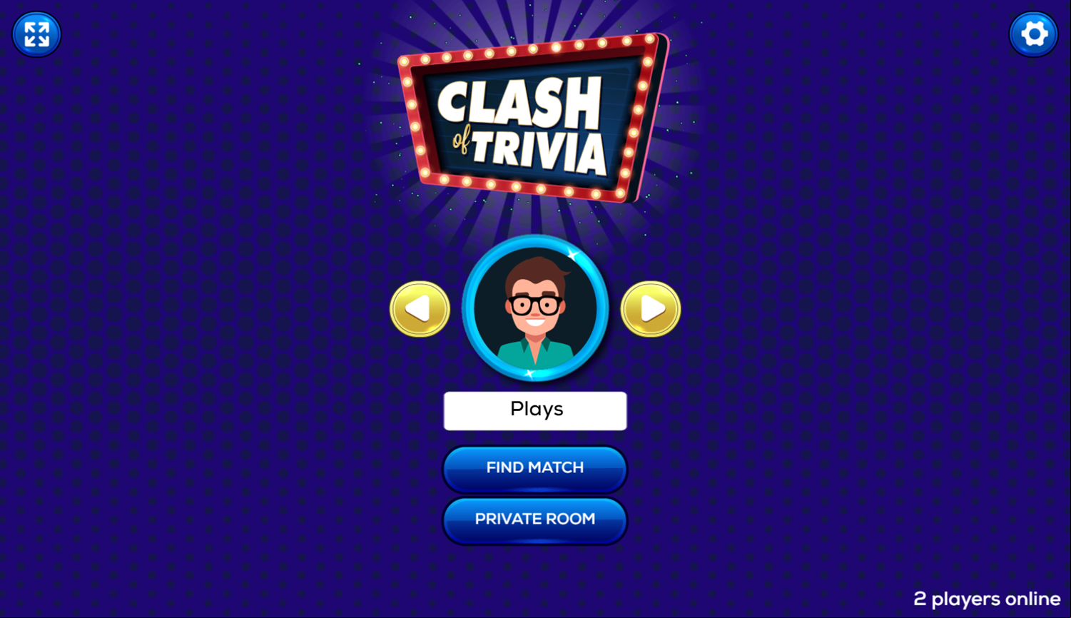 Clash of Trivia Game Welcome Screen Screenshot.