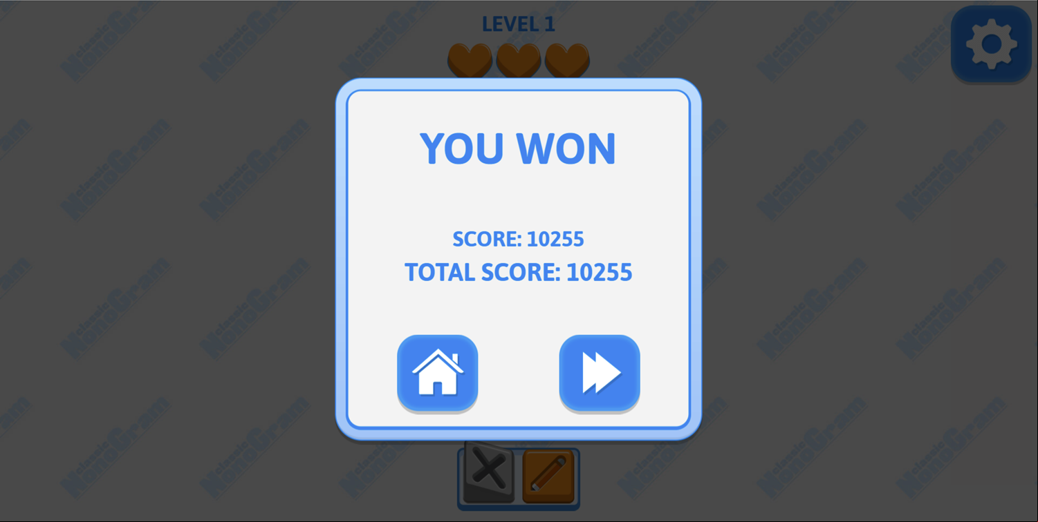 Classic Nonogram Game Large Puzzle Complete Screen Screenshot.
