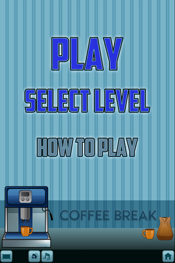 Coffee Break Bubble Shooter Game Welcome Screen Screenshot.