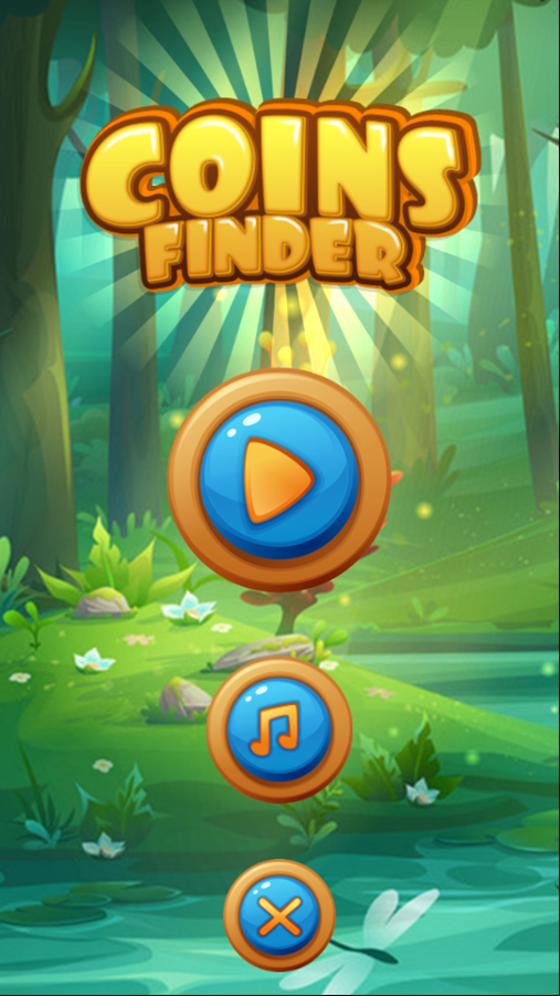 Coins Finder Game Welcome Screen Screenshot.