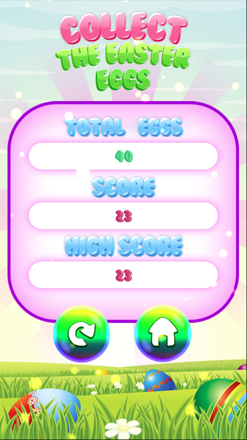 Collect the Easter Eggs Game Over Screen Screenshot.