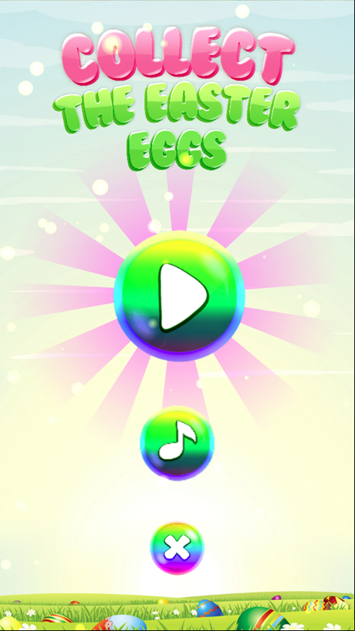 Collect the Easter Eggs Game Welcome Screen Screenshot.
