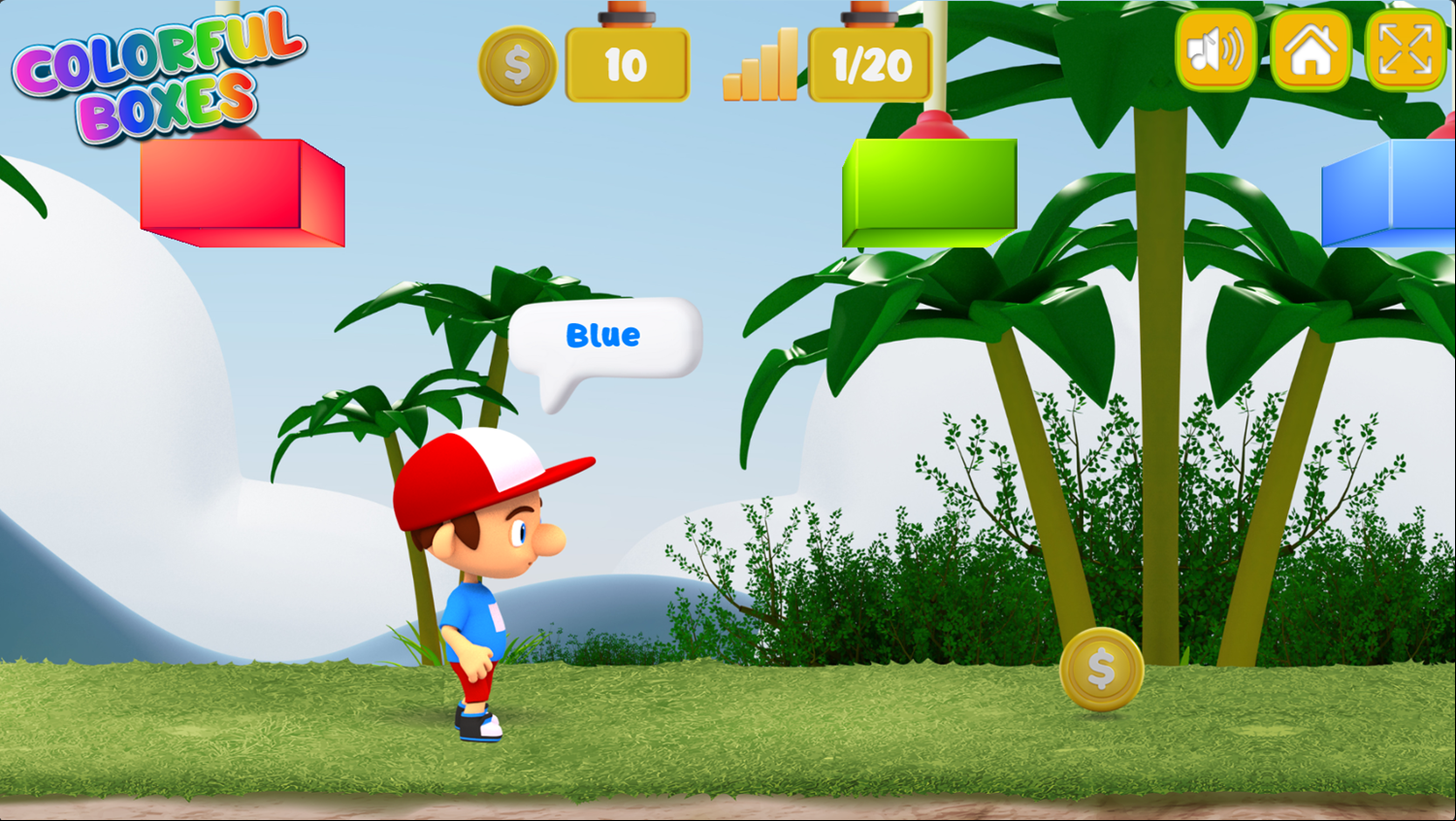 Colorful Boxes Game Start Screenshot.