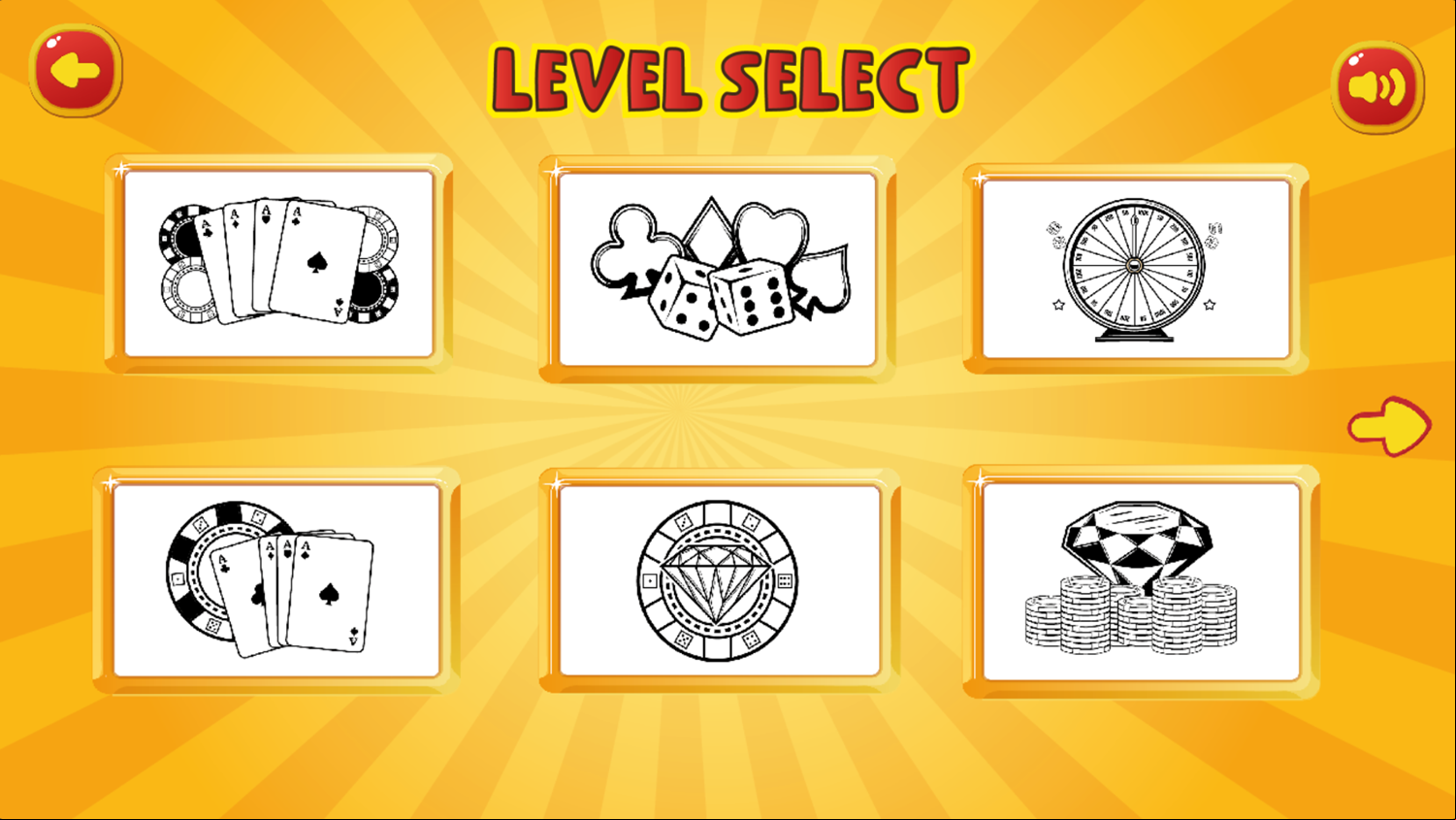Coloring Book Casino Game Level Select Screenshot.