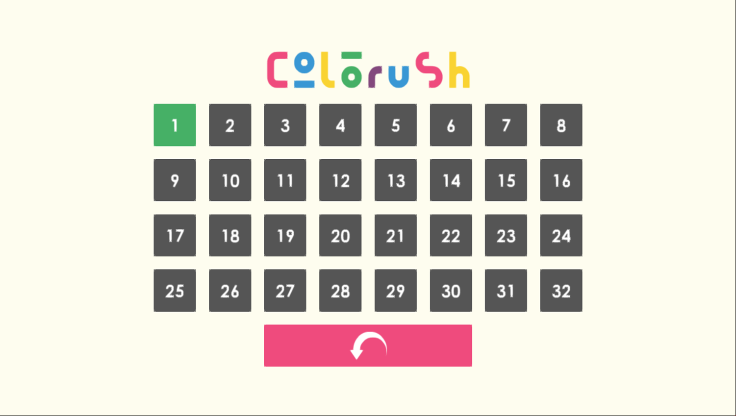 Colorush Game Level Select Screenshot.
