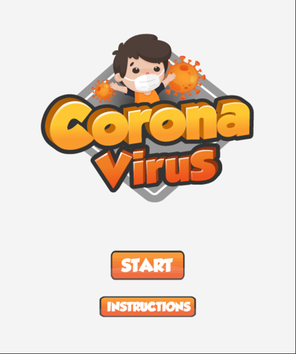 Corona Virus Game Welcome Screen Screenshot.