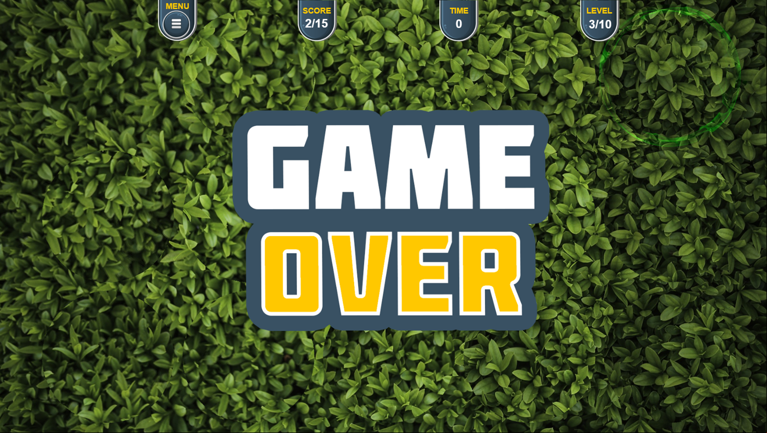 Cosmic Rotation Puzzle Game Over Screenshot.