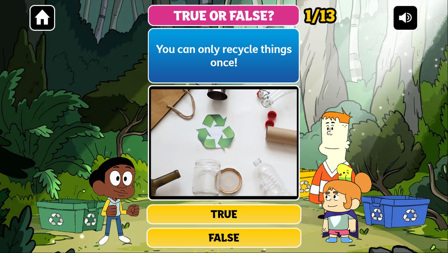 Craig of the Creek Recycling Mythbusters Game Question Screenshot.