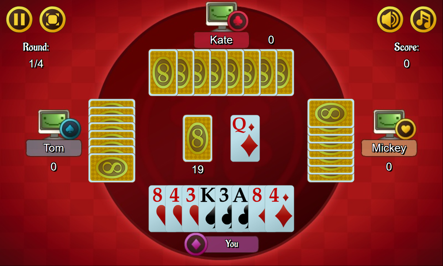 Crazy Eights Game Start Screenshot.