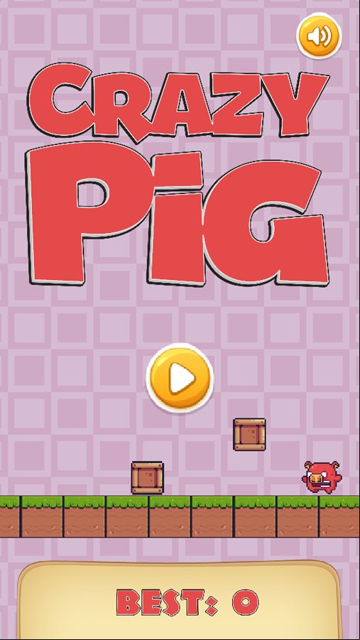 Crazy Pig Game Welcome Screen Screenshot.