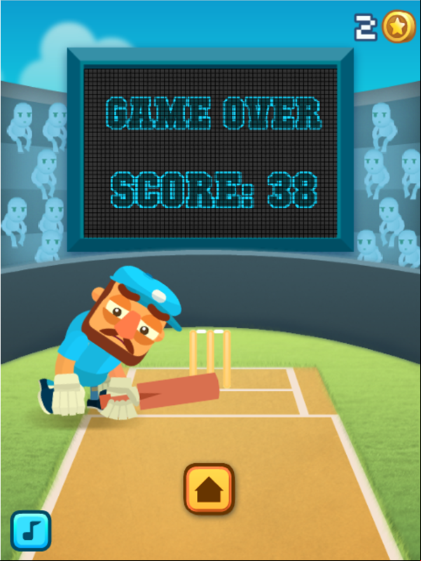 Cricket Hero Game Over Screenshot.