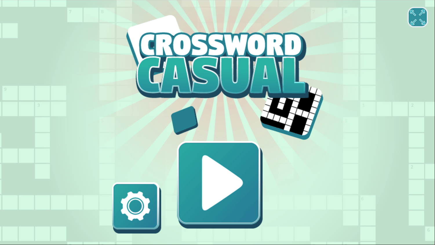Crossword Casual Game Welcome Screen Screenshot.