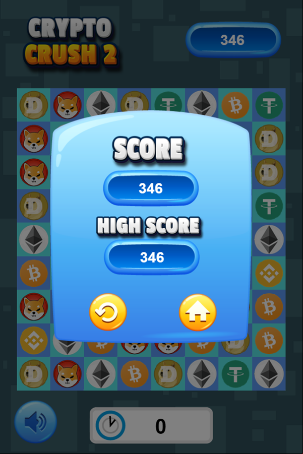 Crypto Crush 2 Game Score Screenshot.