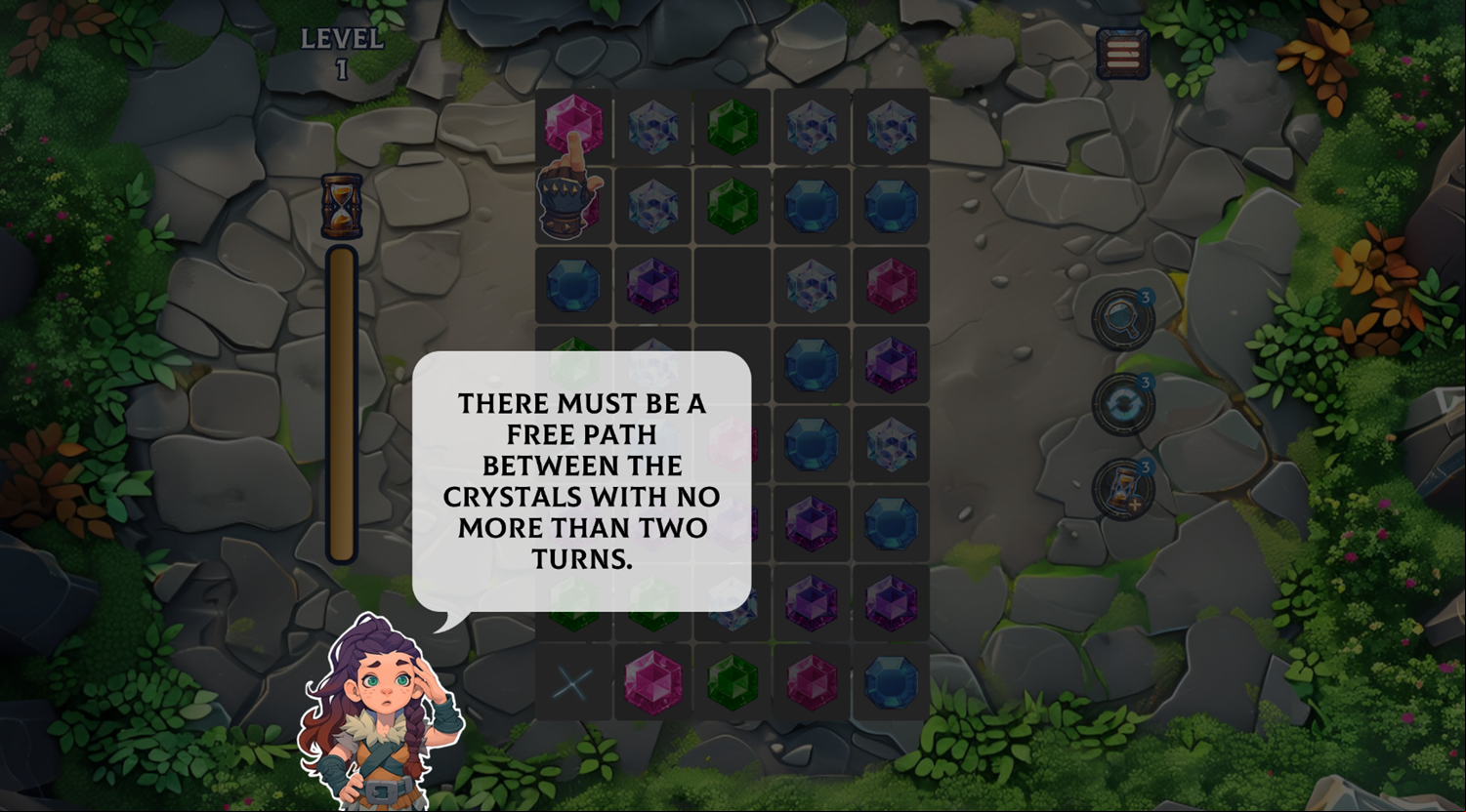 Crystal Connect Game Instructions Screenshot.