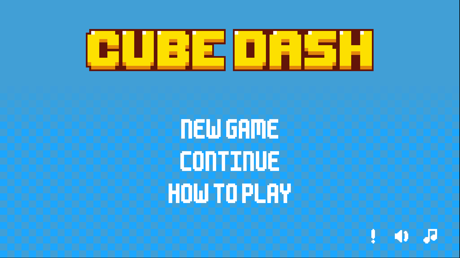 Cube Dash Game Welcome Screen Screenshot.